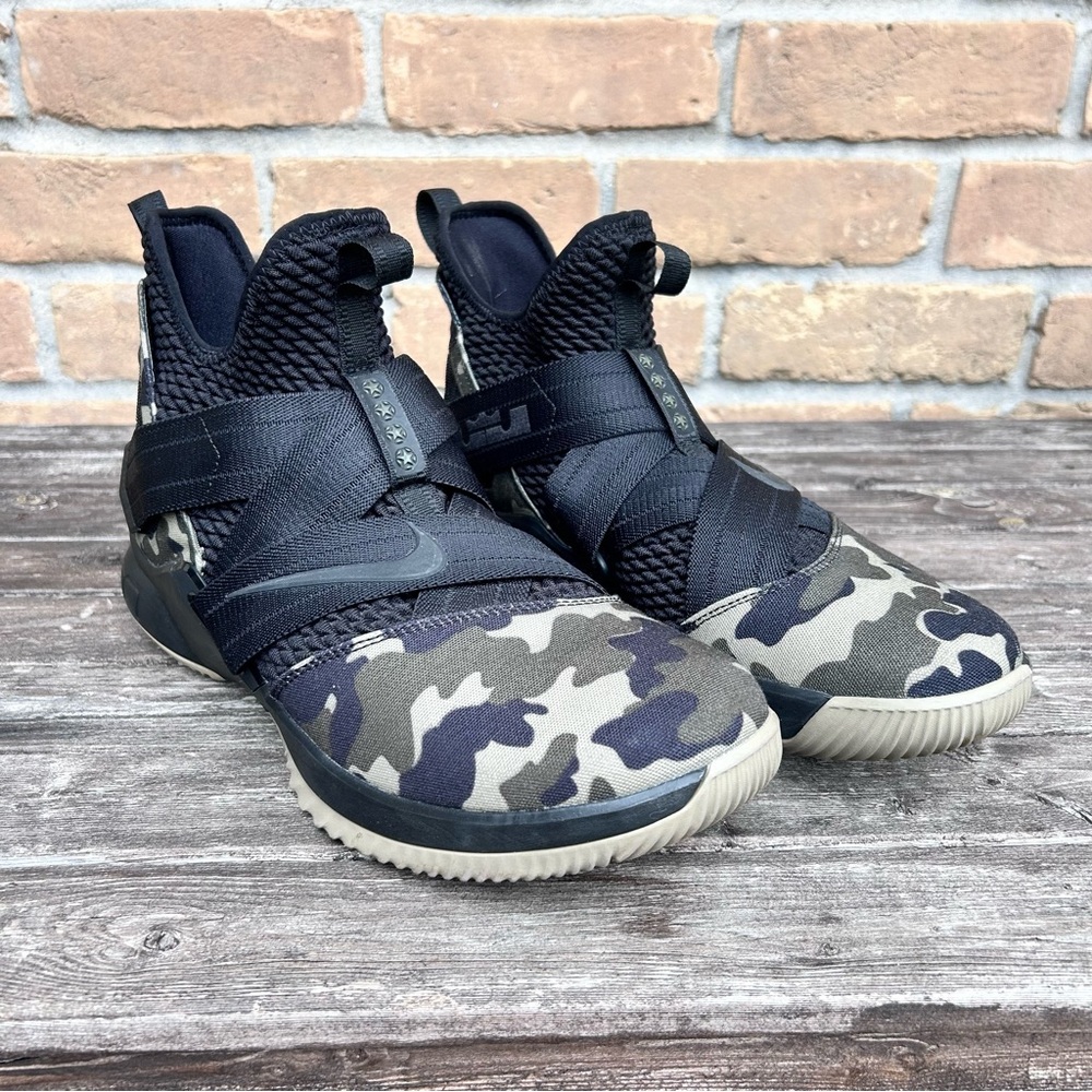 Nike LeBron Soldier XII Camo Men’s Size 11.5 Black Hazel Rush 2018 No Box